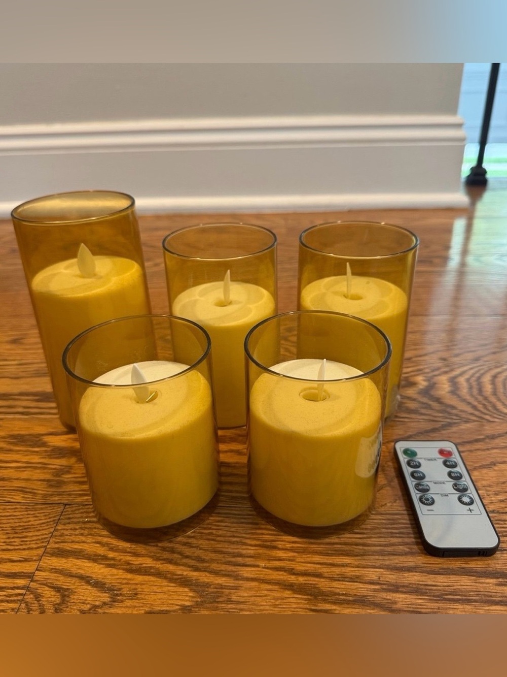 Set of 5 battery operated flameless candles with remote